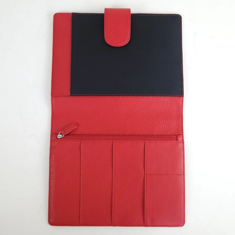 Levenger Pebbled Leather Portfolio Organizer Cover Red Personalized Bonnie 10x8